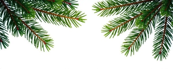 Obraz premium Isolated pine branches against bright white surface, texture, tree