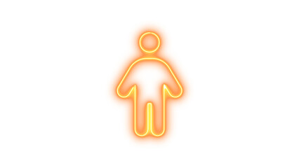 Neon symbol person icon brown color glow with transparent background