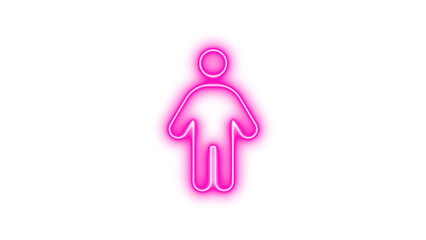 Neon symbol person icon pink color glow with transparent background