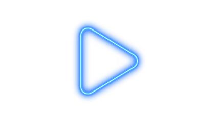 Neon symbol play icon bule color glow with transparent background