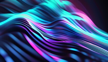 3D Abstract Digital Wave Background with Futuristic Neon Light Streaks