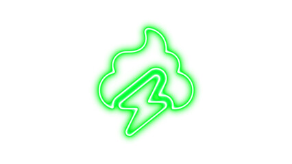 Neon symbol poo storm icon green color glow with transparent background