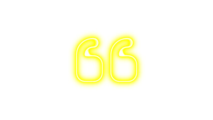 Neon symbol quot left icon yellow color glow with transparent background
