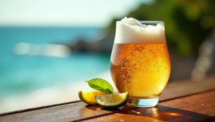 Estilo de vida fresco y relajado con una garrafa de cerveja gelada con gotas, fresco, relajado