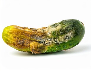 Rotten moldy cucumber with decay and fungal growth