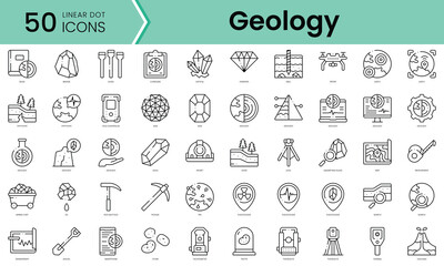 Set of geology icons. Line art style icons bundle. vector illustration