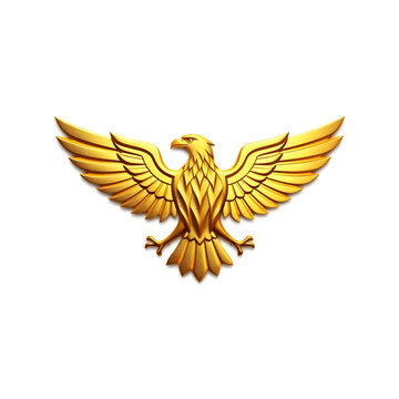 Eagle gold metal icon on white background. Generative AI