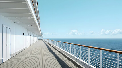 Cruise Ship Deck Walkway On Ocean View