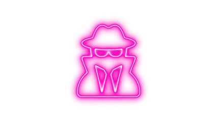 Neon symbol user secret icon pink color glow with transparent background