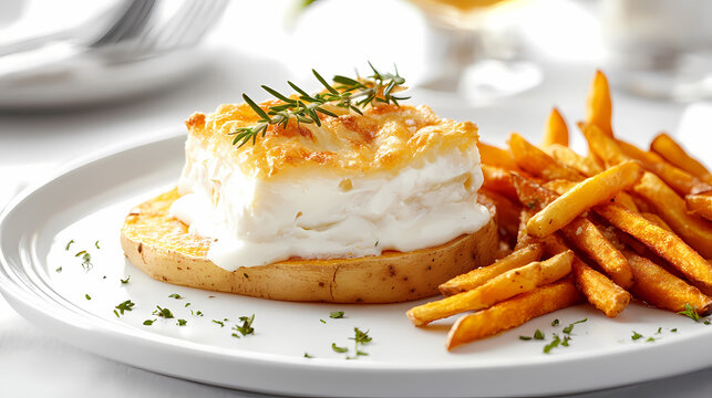 Exquisite Culinary Delights: A culinary masterpiece showcasing a perfectly prepared dish, presented with artistic flair on a pristine plate, capturing the essence of gastronomic pleasure.