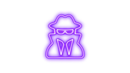 Neon symbol user secret icon purple color glow with transparent background