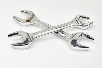 Precision in Metal: A Photorealistic Composition of Gleaming Steel Wrenches &ndash; Celebrating Industrial Craftsmanship and Mechanical Expertise with Flawless Detail and High-Contrast Studio Lighting