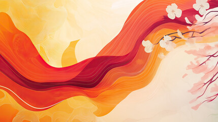 Floral background. Orange pink and black illustration AI Generative