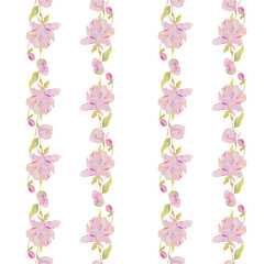 Watercolor Pink Magnolia Seamless Pattern – Floral Design for Fabric, Wallpapers, Invitations, Packaging