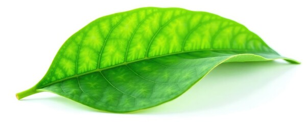 Obraz premium delicate green leaf isolated on white background, isolated, verdant, foliage