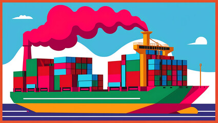 Naklejka premium Freight Transport: Navigating the Industry and Environment