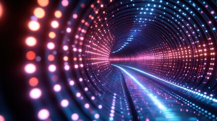 Obraz premium Luminous tunnel effect, swirling colors, red-blue spectrum, and vibrant glow