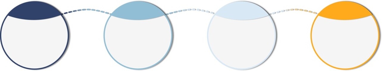 Timeline graphic art, blue and yellow, four phases.

