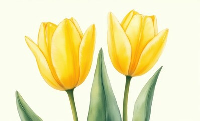 Beautiful yellow tulips in bloom