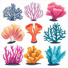 flat illustration of various reef elements