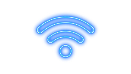 Neon symbol wifi icon blue color glow with transparent background © مُحسَب