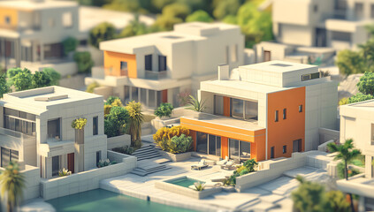 Modern Minimalist House Design Luxury Poolside Villa Architectural Rendering