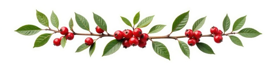 Isolated rowan berry branch with berries on white background, tree, natural