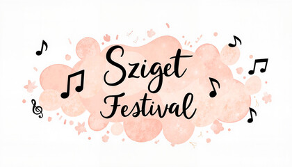 Sziget Festival watercolor illustration with musical notes, creative vibes