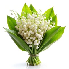 Obraz premium bouquet of lilies of the valley flowers on white background