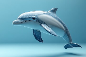 Obraz premium Dolphin swimming gracefully in a serene underwater environment during daylight hours