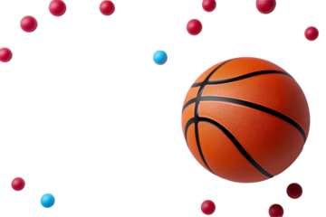 Basketball with red and blue balls, sports object, cut out transparent