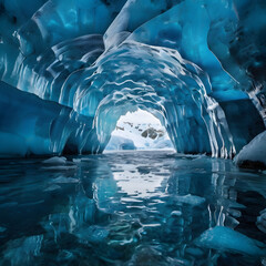 Fototapeta premium Ice Cave Expedition – Frozen Underground Wonder 