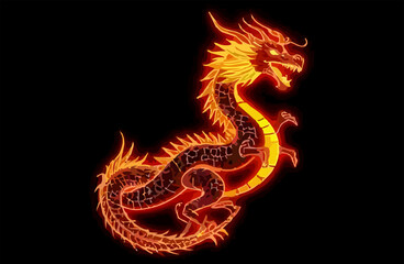 Obraz premium abstract illustration of a dragon shining light