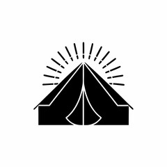 Fototapeta premium creative details Camping Tent at Sunset Icon vector illustration