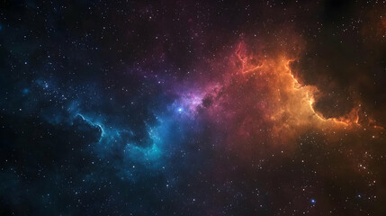 Vibrant Nebula In Deep Space Featuring Orange Blue And Purple Hues With Twinkling Stars In The Dark Night Sky