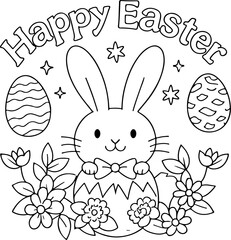 abstract illustration egg bunny flower easter day
