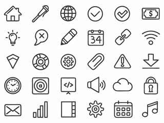 Obraz premium Business icons set with symbols for web and technology
