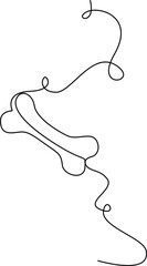 Dog bone one line drawing of minimalist vector icon with black and white background, continuous one line icon vector illustration. 
