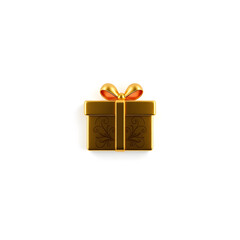 Gift gold metal icon on white background. Generative AI