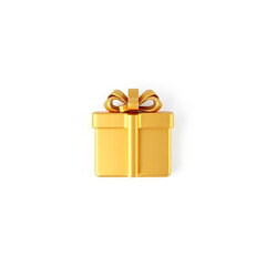 Gift gold metal icon on white background. Generative AI