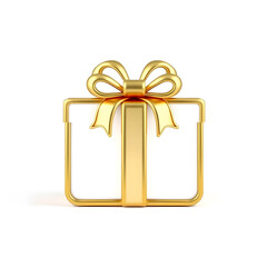 Gift gold metal icon on white background. Generative AI