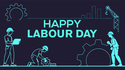 Obraz premium Happy Labour Day or International Workers' Day banner vector illustration