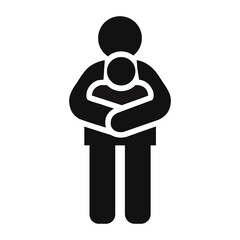 Father lovingly cradling his child, a simple icon.