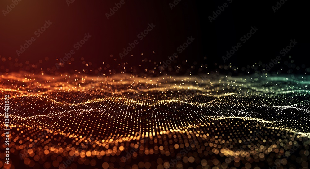 Aufkleber abstract data wave flowing in digital space with bokeh effect