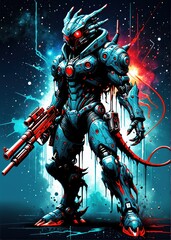 Fototapeta premium Neo-Hunter: Titan of the Void