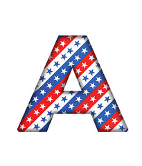 Fototapeta premium A Alphabet letter text USA stars pattern pattern font transparent background