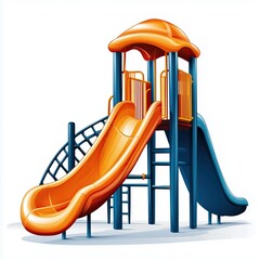 Bright Playground Slide with Multiple Lanes – Perfect for Outdoor Parks and Schools