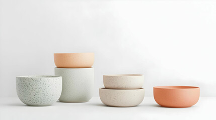 Set Of Assorted Pastel Ceramic Bowls