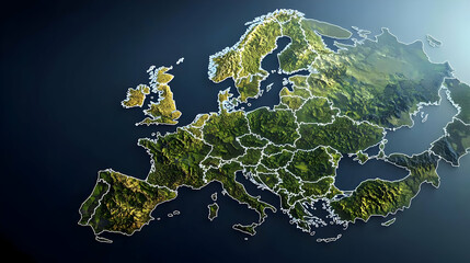 Detailed 3D Pixelated Map Of Europe