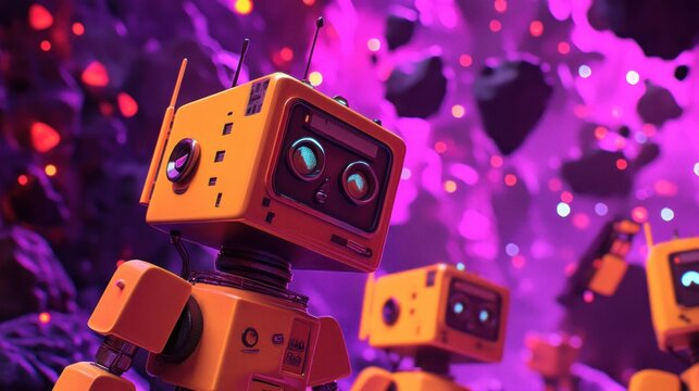 Cute Robots Explore Alien Cave